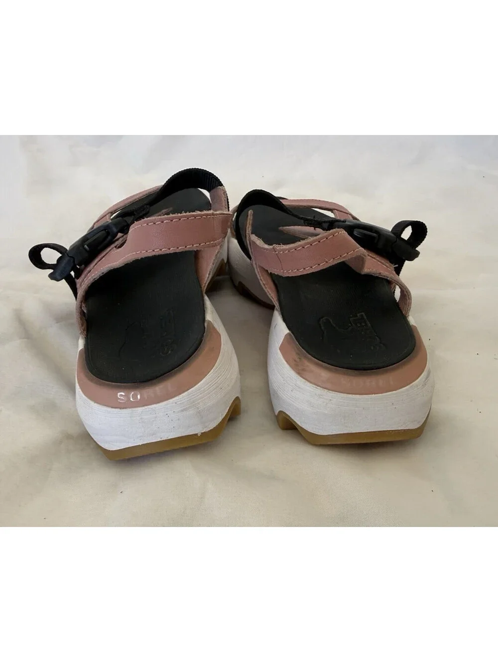 Sorel Kinetic Impact Slingback Sandals Size 6.5 Eraser Pink White Black Buckle